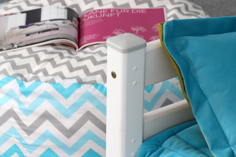 Кровать двухъярусная с наклонной лестницей "Адель 2" Белый полупрозрачный