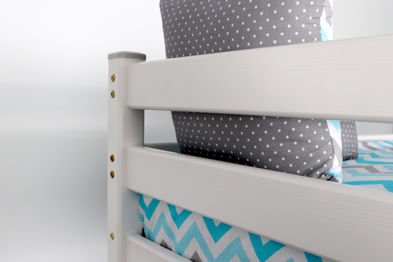 Кровать двухъярусная с наклонной лестницей "Адель 2" Белый полупрозрачный