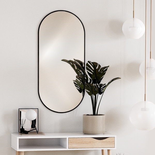 Зеркало навесное Z-16 110х50 см с черной рамкой без подсветки